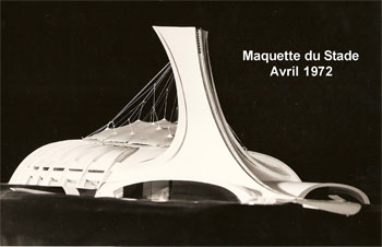 Maquette du Stade Olympique de Montréal présentée le 6 avril 1972