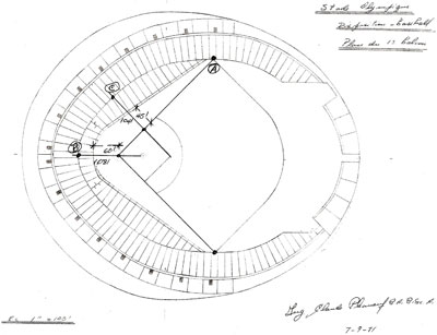 Stade Olympique - Plan du 1er balcon – Disposition baseball