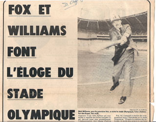 Journal de Montréal – 7 octobre 1976 - Fox et Williams font l'éloge du Stade Olympique