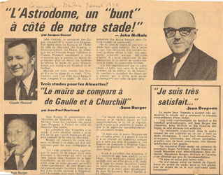 Dimanche-Matin – 9 avril 1972 - L'Astrodome, un bunt à coté de notre Stade!