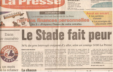 La Presse – 6 février 1999 - Le Stade fait peur